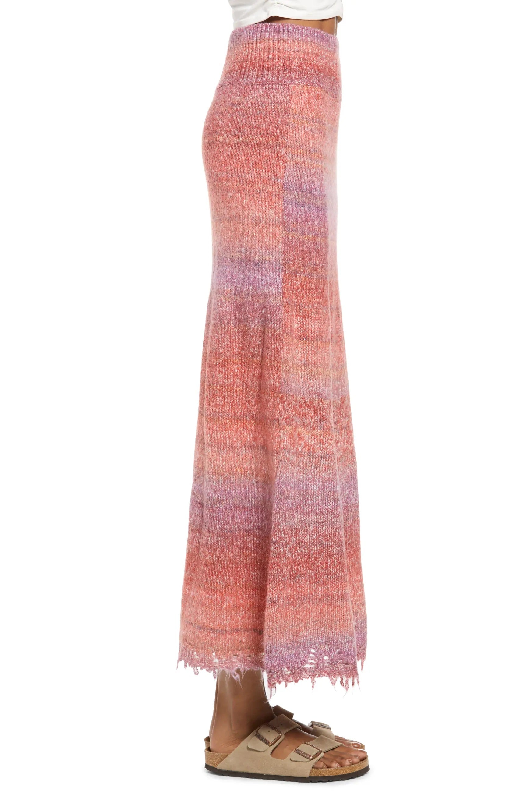 FREE PEOPLE Sunset Combo LEANNA Swit FrayHem Maxi Skirt