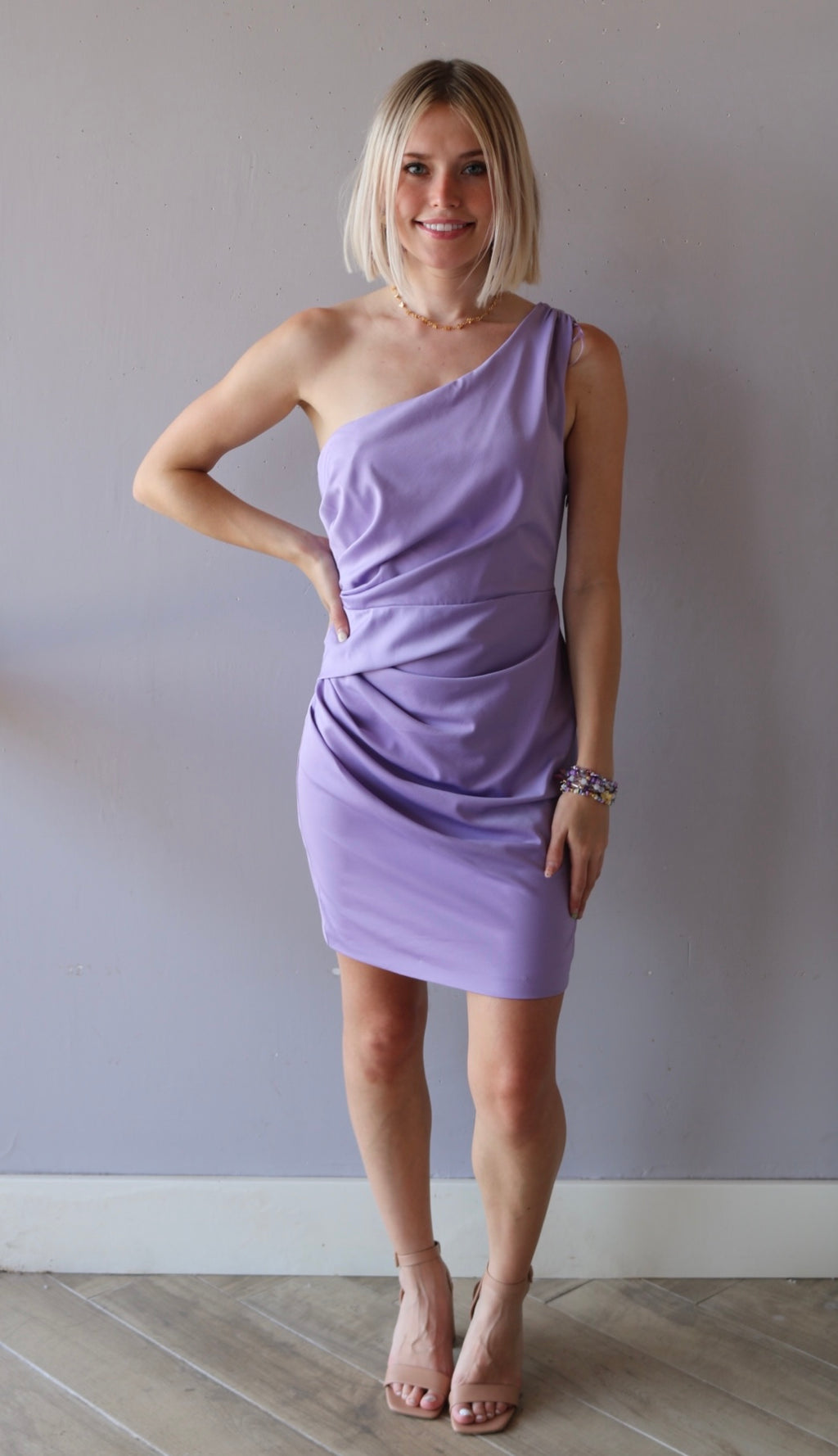 One Shoulder SISTERHOOD Pleated Dress