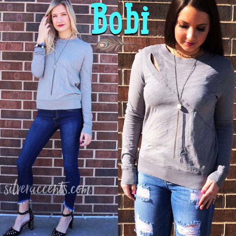 BOBI Slub Jersey VETTED Cutout Pullover Top