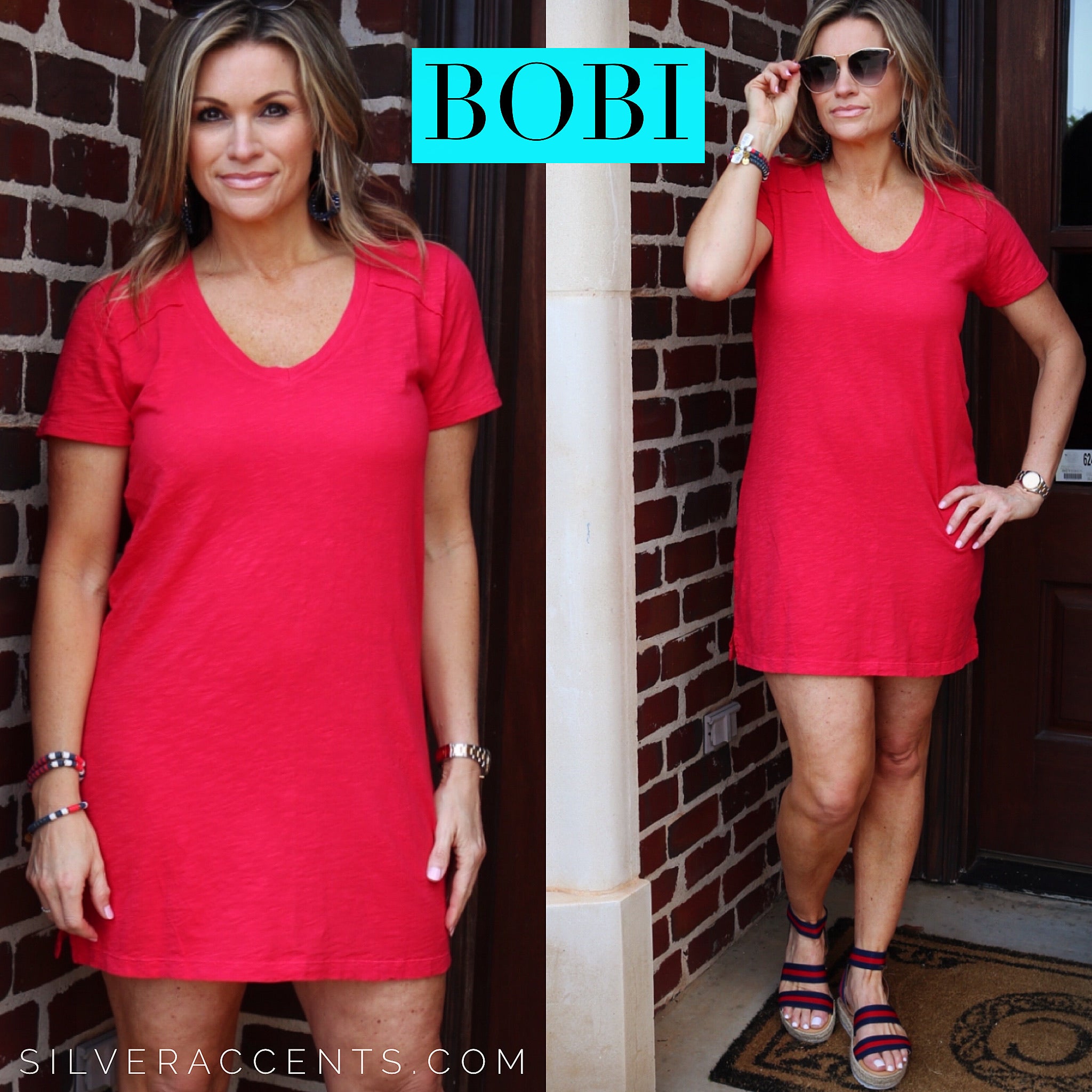 BOBI V-Neck BOURNE RawHem T-Shirt Dress