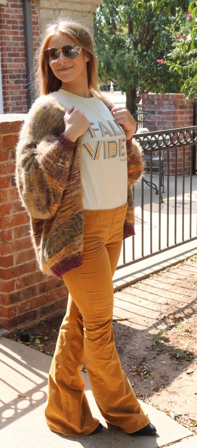 FALL VIBES Retro Logo TriBlend CrewNeck Tee Top