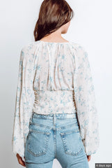 FREE PEOPLE Floral FINAL ROSE Ruche Bodice Top