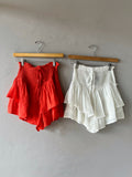 BATTLE Tiered Ruffle Smocked Waist Skort