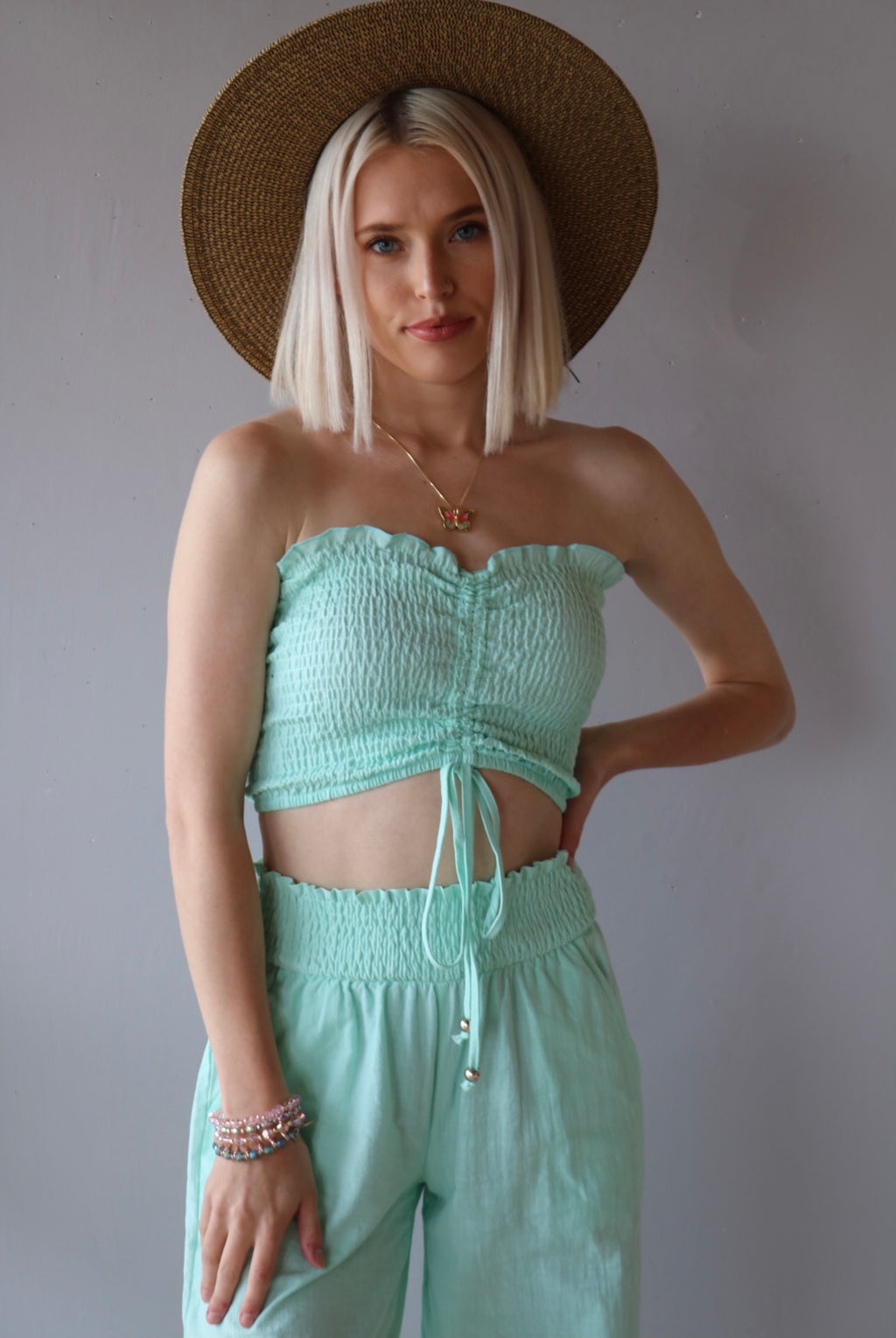 EPIC 2pc Rouche Tube Top/SmockWaist Pant Set