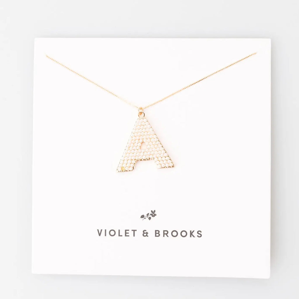 VIOLET & BROOKS Pearl Initial Necklace