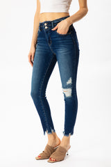 KANCAN HiWaist Double-Waistedband FANATIC Distressed Ankle Jeans