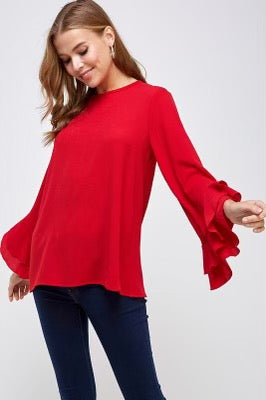 2 HEARTS! Tiered  CUPID  Ruffle Sleeve LongSleeve Top