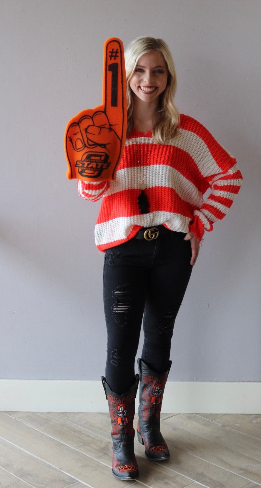 PALMETTO ColorBlock Stripe DistressedEdge Sweater Top