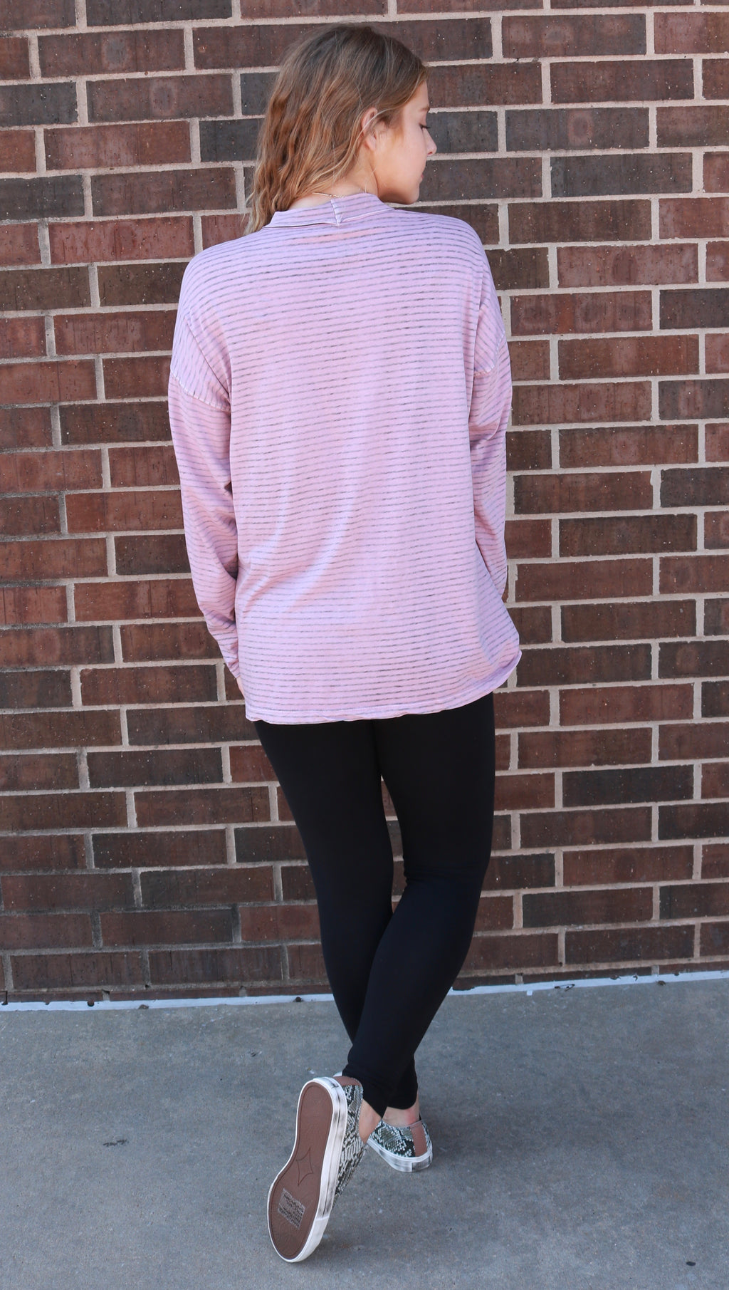 FREE PEOPLE Oversize Stripe BE FREE MockNeck Tunic Top