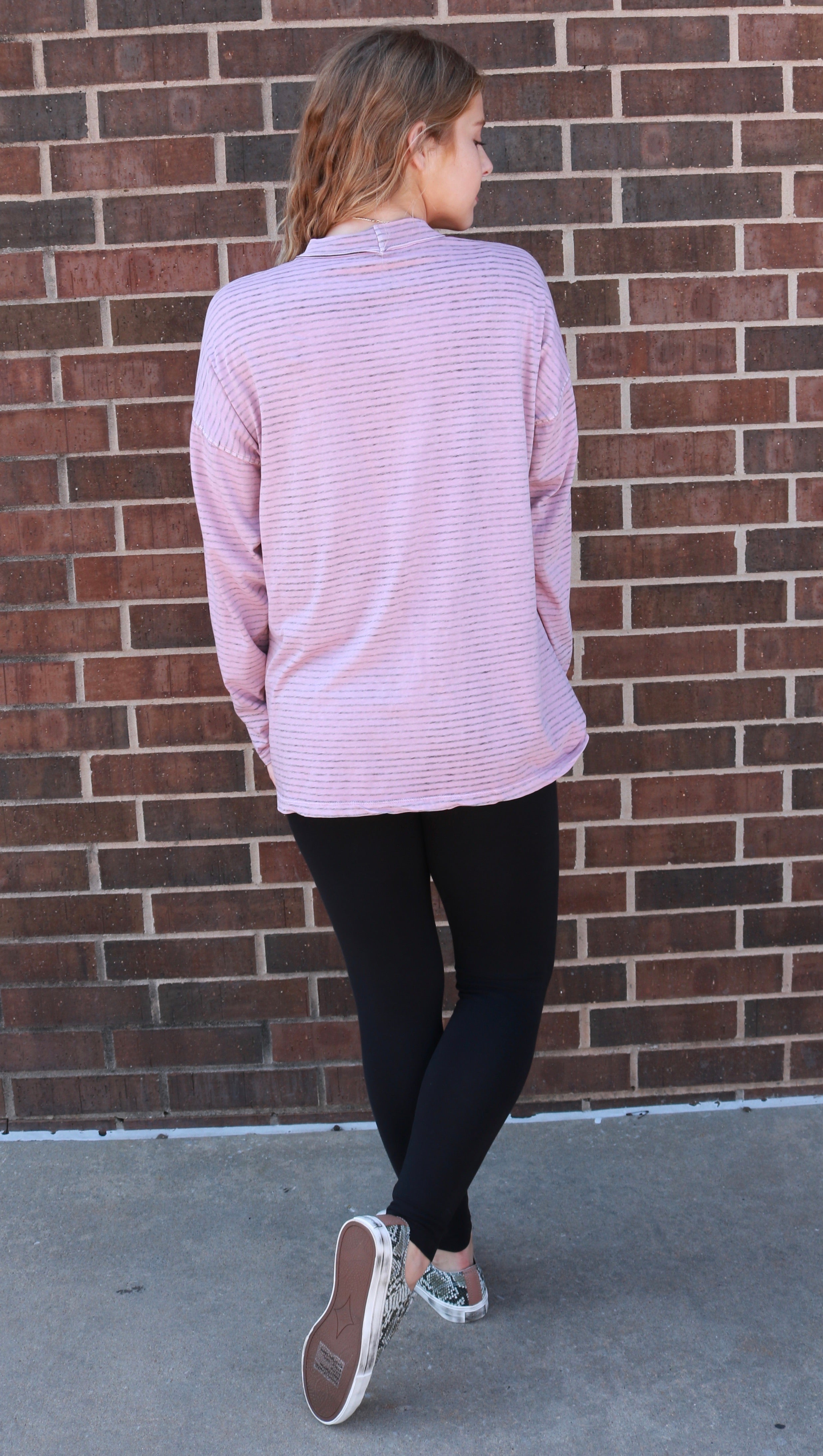 FREE PEOPLE Oversize Stripe BE FREE MockNeck Tunic Top