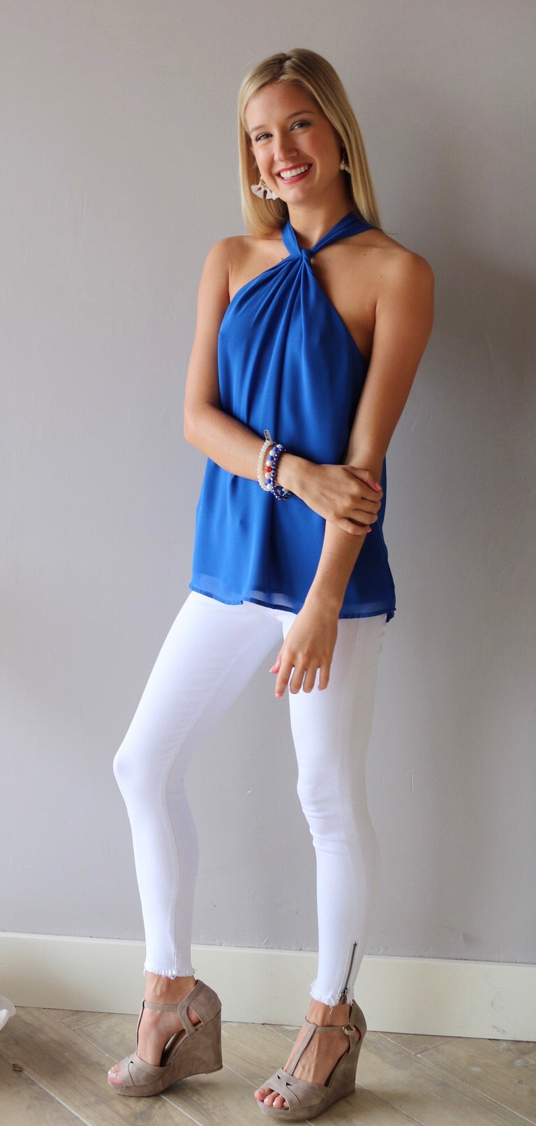 HI CLASS TwistFront Chiffon Halter Top