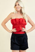 Glam SELFLESS Strapless Ruffle Top