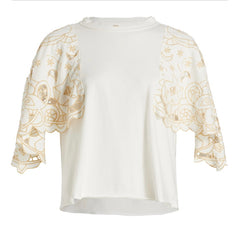 FREE PEOPLE Embroidered ANGEL Cotton Jersey Tee