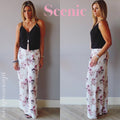 SCENIC Floral Pleated WideLeg Chiffon Pant