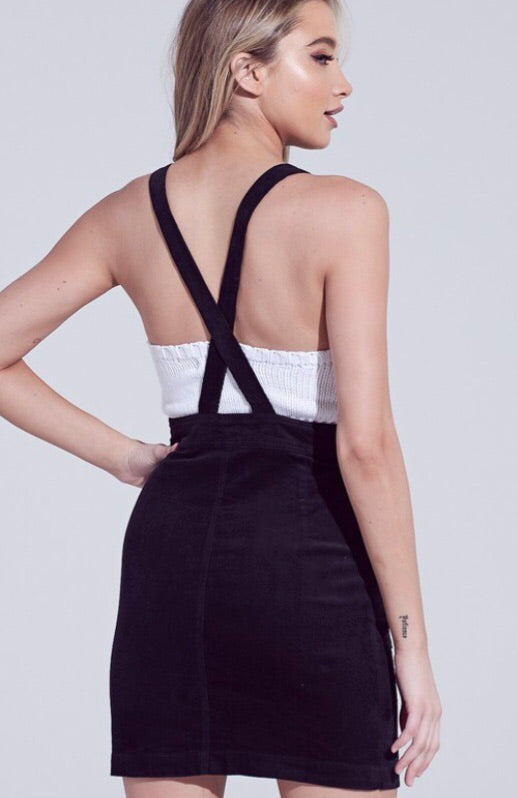 Blue Blush TREASURE Corduroy ButtonDown Crossback Jumper Dress