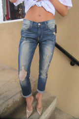 FLYING MONKEY Distressed BLUE SAINT Boyfriend Jean