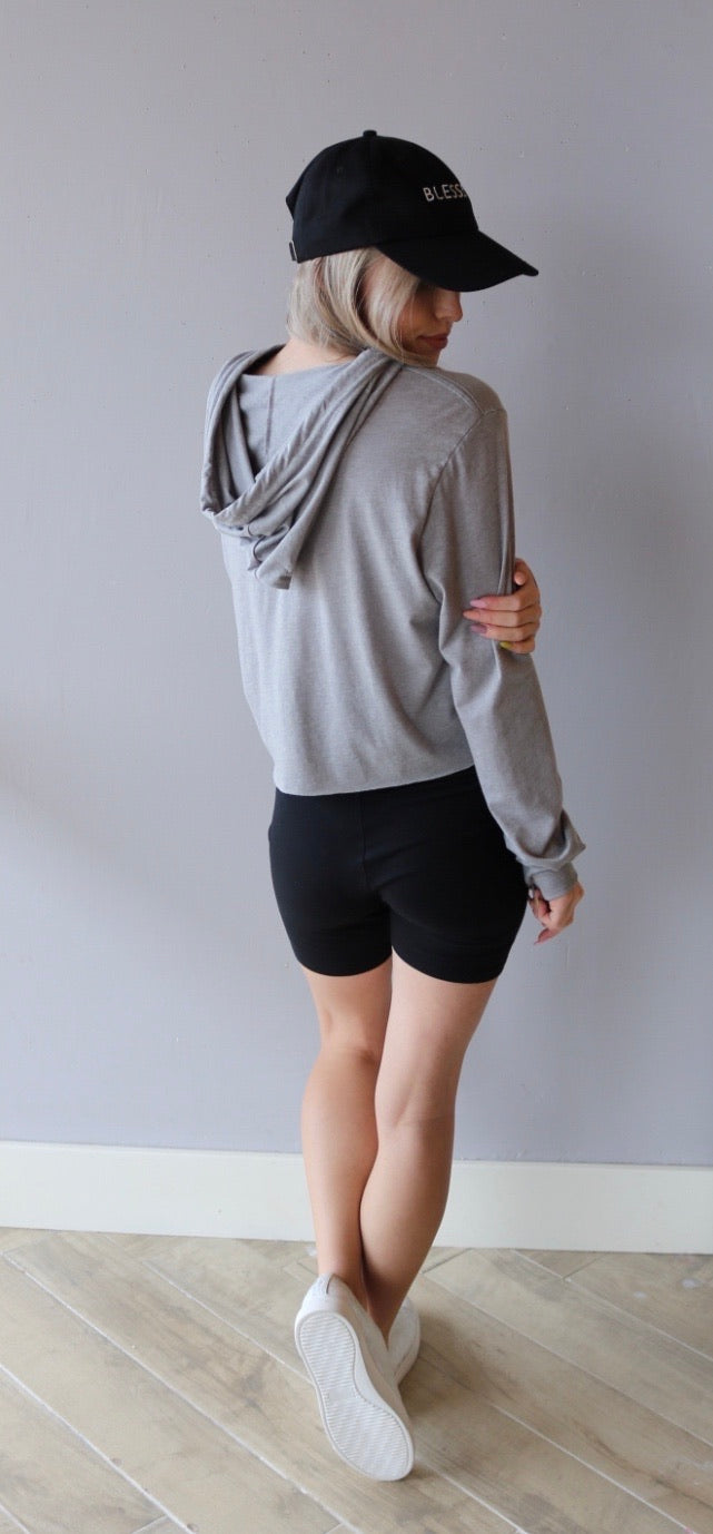 CODE WORD Logo Crop LightWeight Hoodie Top