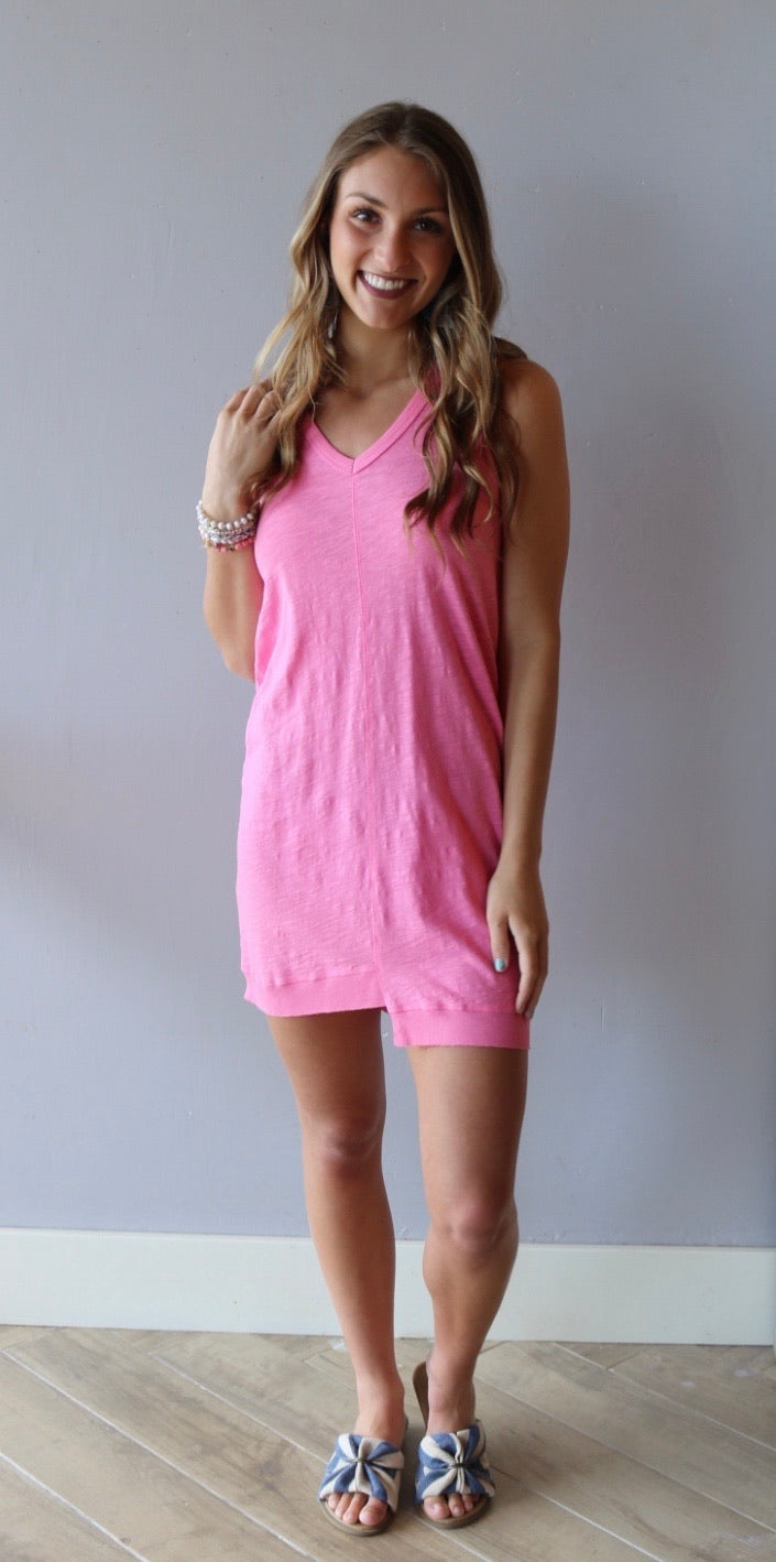 BOBI Slub Jersey V-Neck HORIZON StepHem Dress