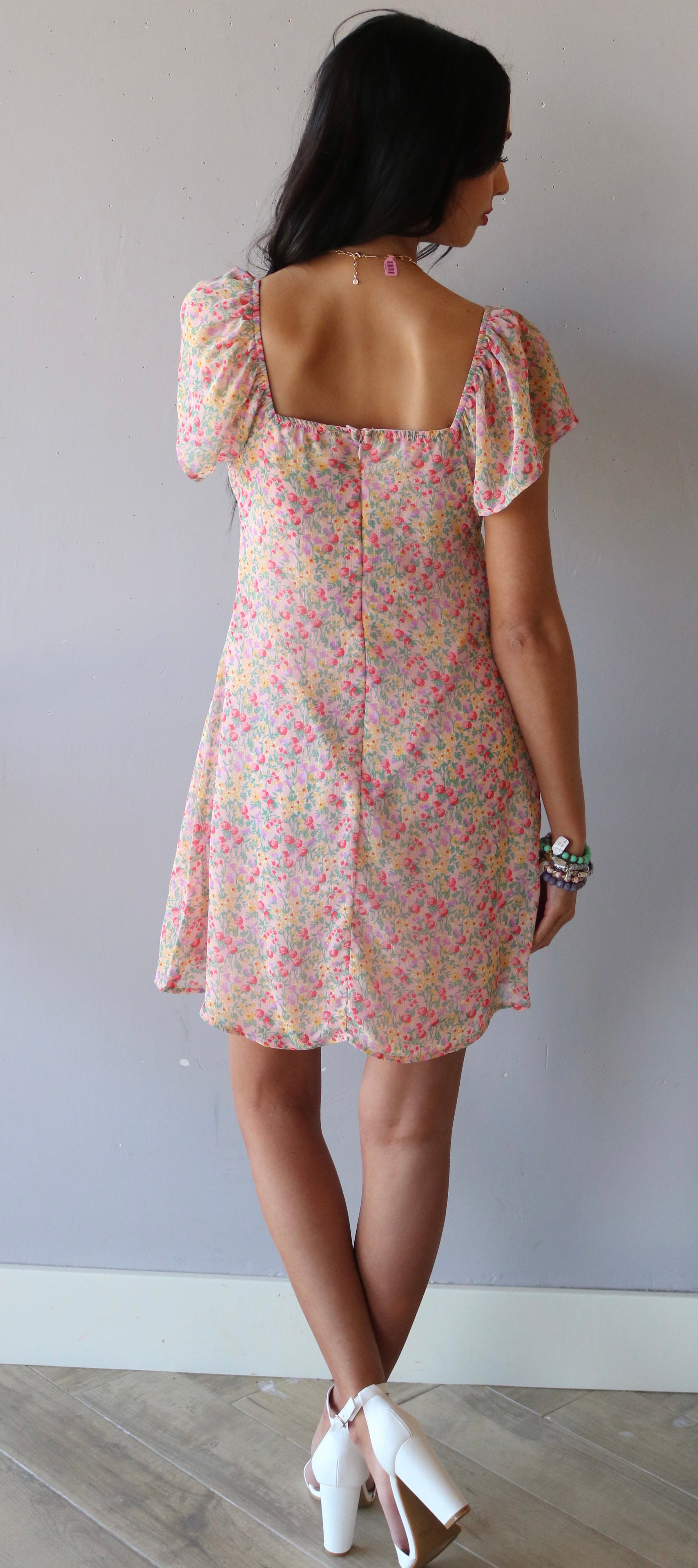 RESILIENT Floral TieNeck CapSleeve Dress