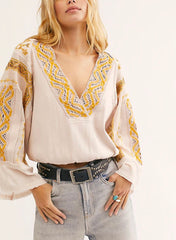 FREE PEOPLE Crochet V-Neck CROSS COUNTRY Top