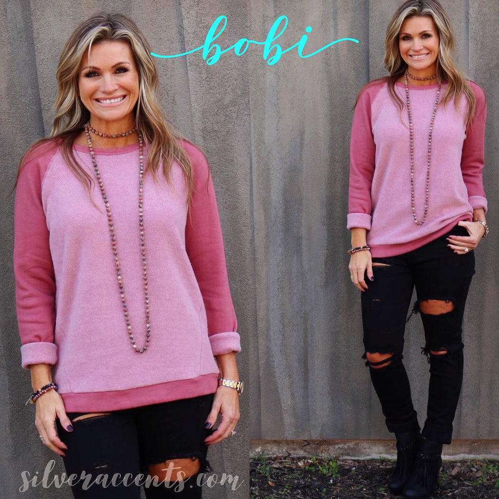 BOBI Cozy Fleece Terry ANGELS TO FLY LongSleeve Raglan Top