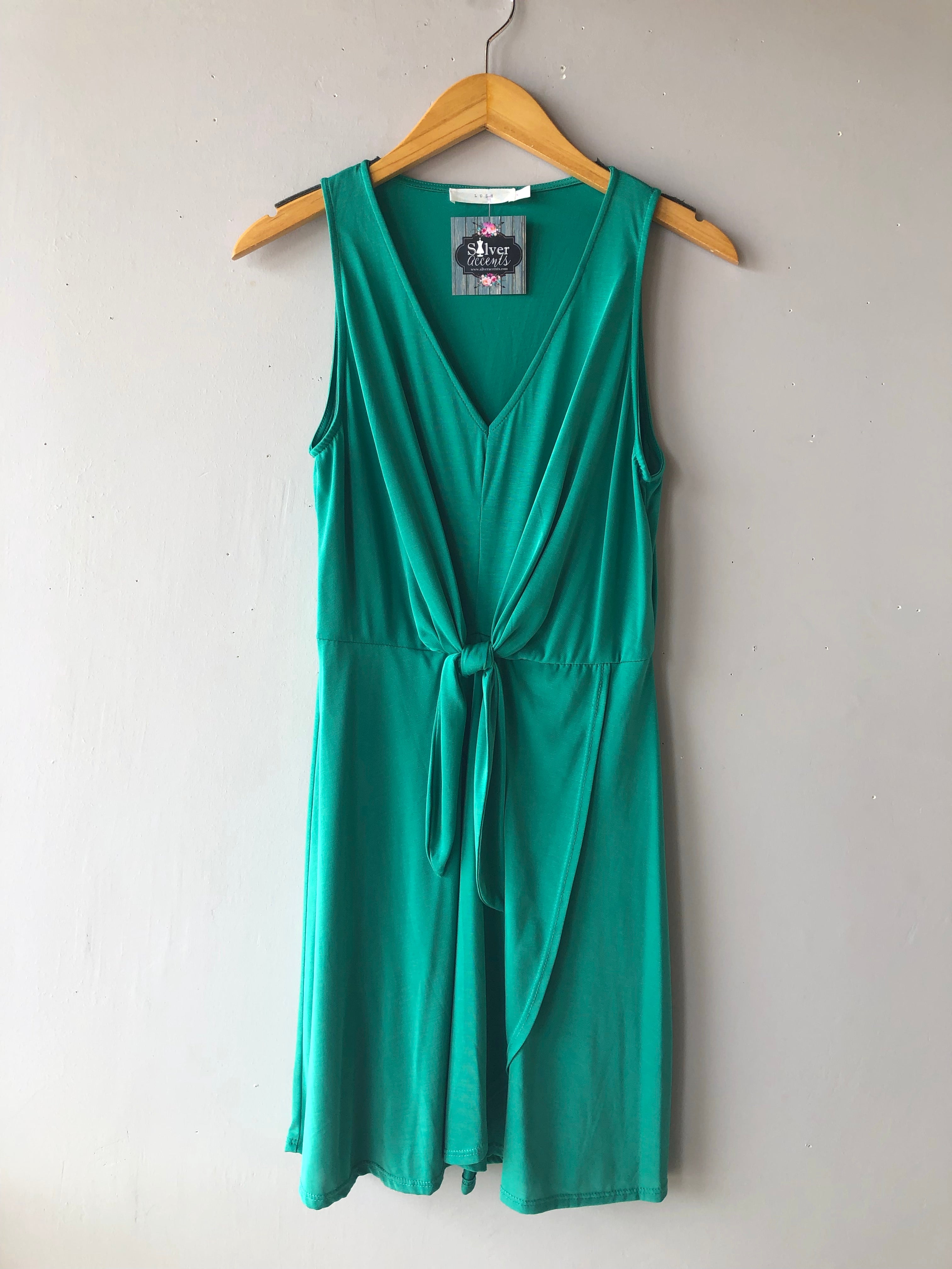 LUSH V-Neck CONVERSATIONS KnotFront TulipHem Dress