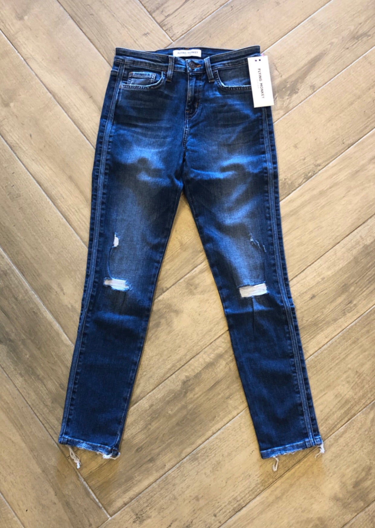 FLYING MONKEY Distressed WICKLOW Tuxedo Stripe Jean