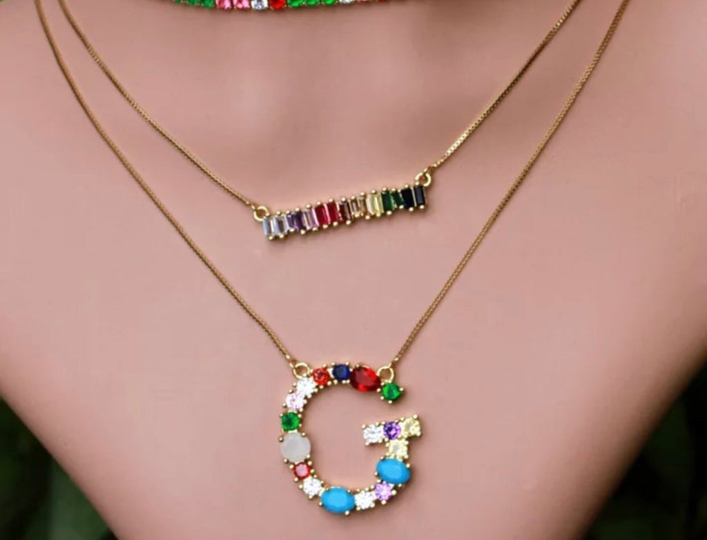 MUSE Gemstone Initial Necklace