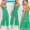 LUSH ButtonDown ENDURES SmockBack Linen Jumpsuit Pant Romper
