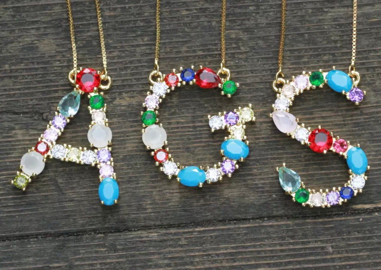 MUSE Gemstone Initial Necklace