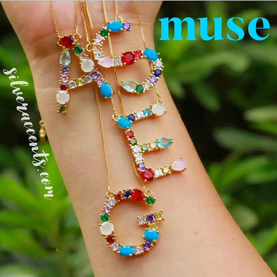 MUSE Gemstone Initial Necklace