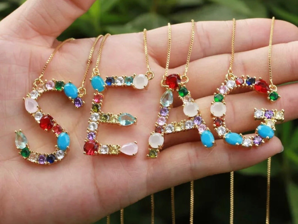 MUSE Gemstone Initial Necklace