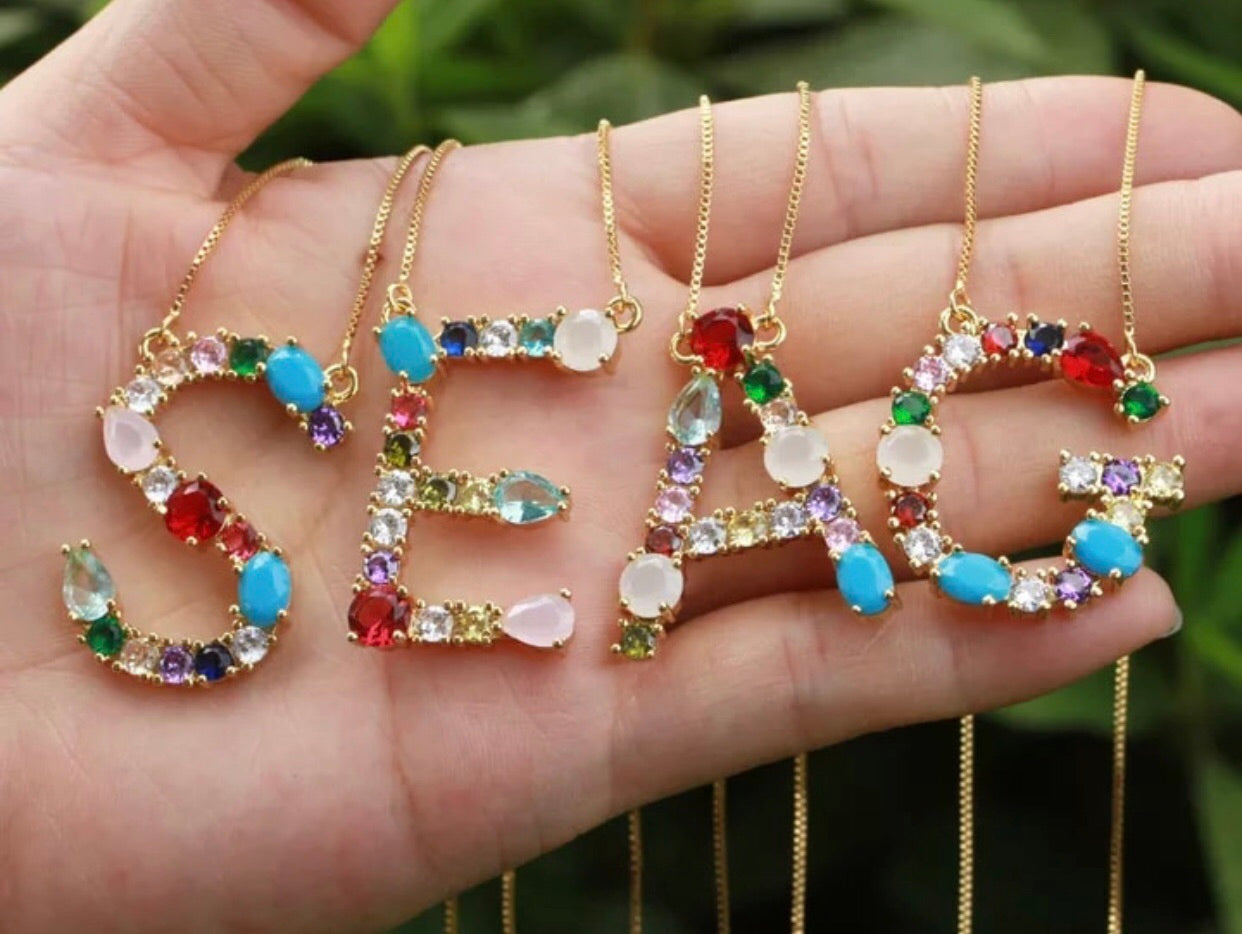 MUSE Gemstone Initial Necklace