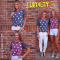 LOYALTY Star Print Camo Sleeve Raglan JerseyKnit Top